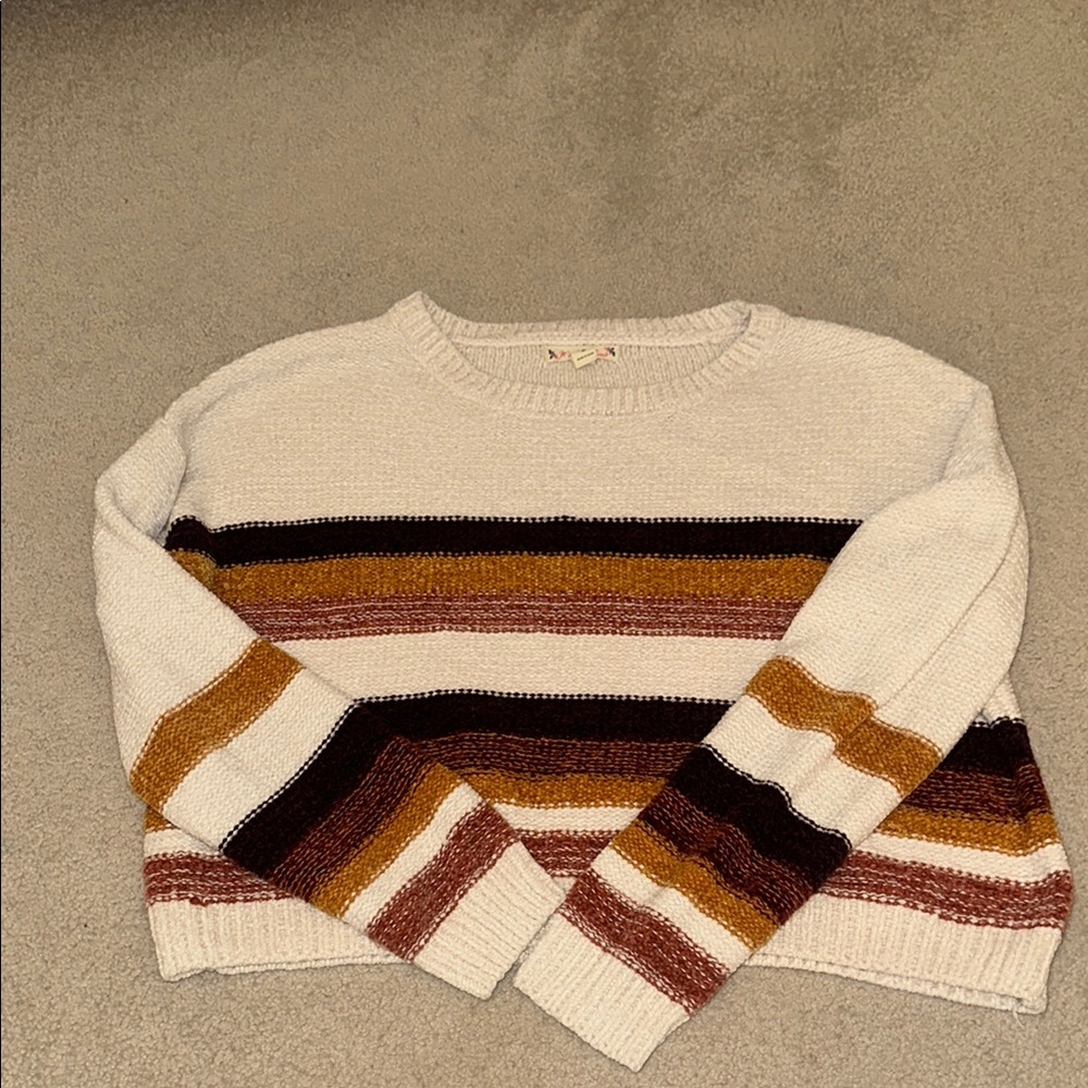 It's Our Time White and Brown Crew Neck Sweater